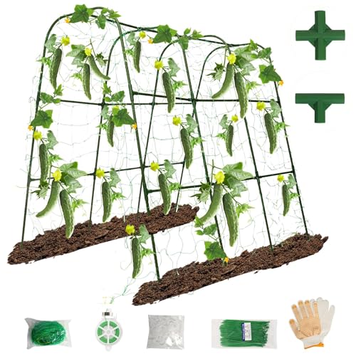 TIUIRE Metal Cucumber Trellis for Raised Beds & Gardens -