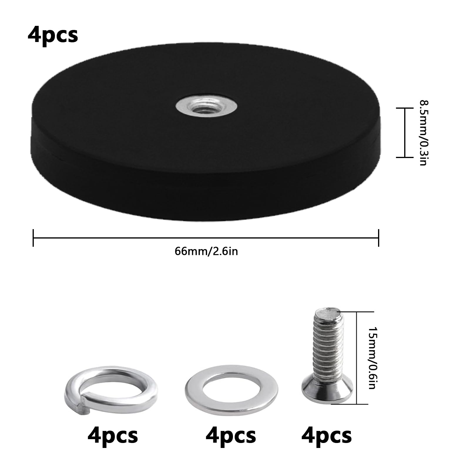4 piedini magnetici M6, forza massima 17 kg, magneti gommati super resistenti, estrazione potente, filettatura 66 mm, lampade fissaggio utensili