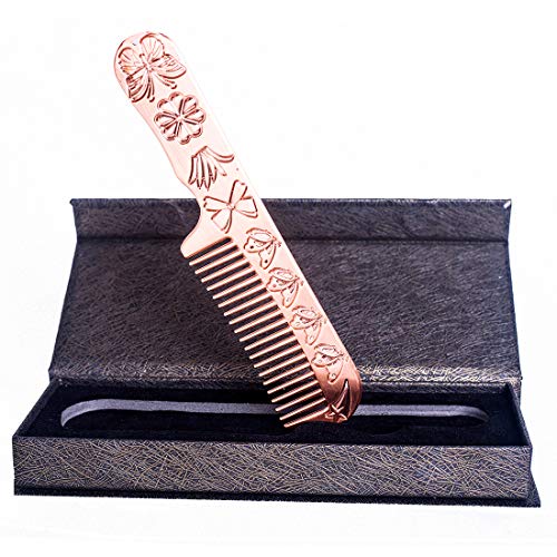 Safgreen No Static Hair Comb Metal Beard Comb for Men. Pocket Comb for Moustache Beard & Hair Massage Scalp Comb for Women Engraved Butterfly