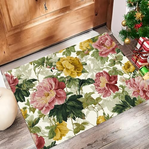 Tapis de sol rococo vert olive pour sublimer votre entrée maison