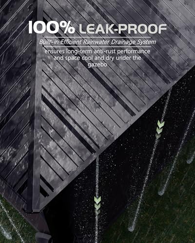 GAOMON Hardtop Gazebo 12'x14' for All Weather, with Double Metal Roof, Aluminum Alloy Frame, Net, and Curtain, Permanent Building of Backyard Luxury for Patio, Deck, Backyard, Lawn, and Garden, Gray - Image 2