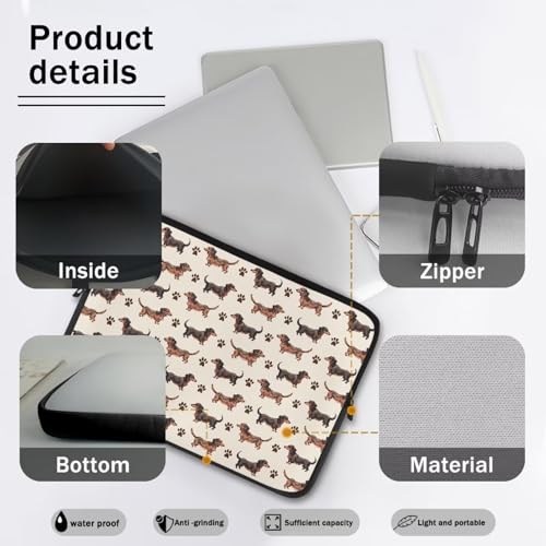 Funda para portátil con estampado de pata de perro Dachshund 10-17 pulgadas miniatura 6
