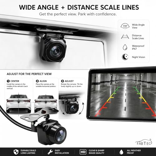 Image of FABTEC Diamond 4K / AHD 1080P Car Reverse Camera for Android Stereo | Backup Camera Runs @ AHD-1080P-25HZ Settings | Rear & Front View 170 Wide Parking Angle, Compatible for Car Android Monitors