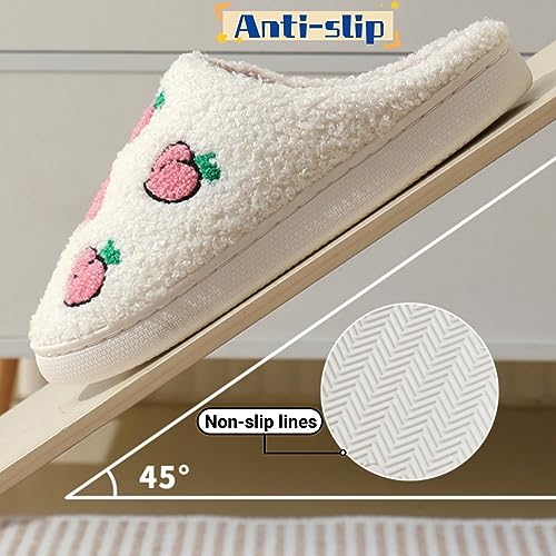 Image of FAYUEKEY House Slippers for Women Fuzzy Mens Fruit Series Strawberry Memory Foam slippers Bedroom Shoes