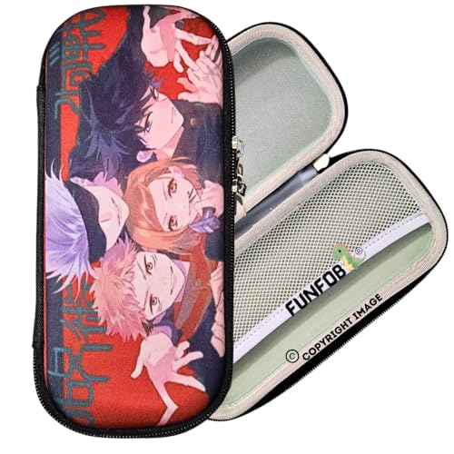 Image of Funfob Polyester Jujutsu Kaisen Pencil Box For School College For Gojo Pen Pencil Or Other Stationery Products Pencil Pouch Travel Or Cosmetic Case | Jujutsu Red