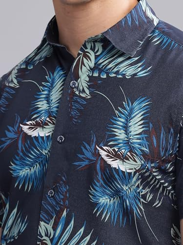 Image of MODERN ELEGANCE Men Slim Fit Navy Small Liberty Floral Printed Casual Shirt