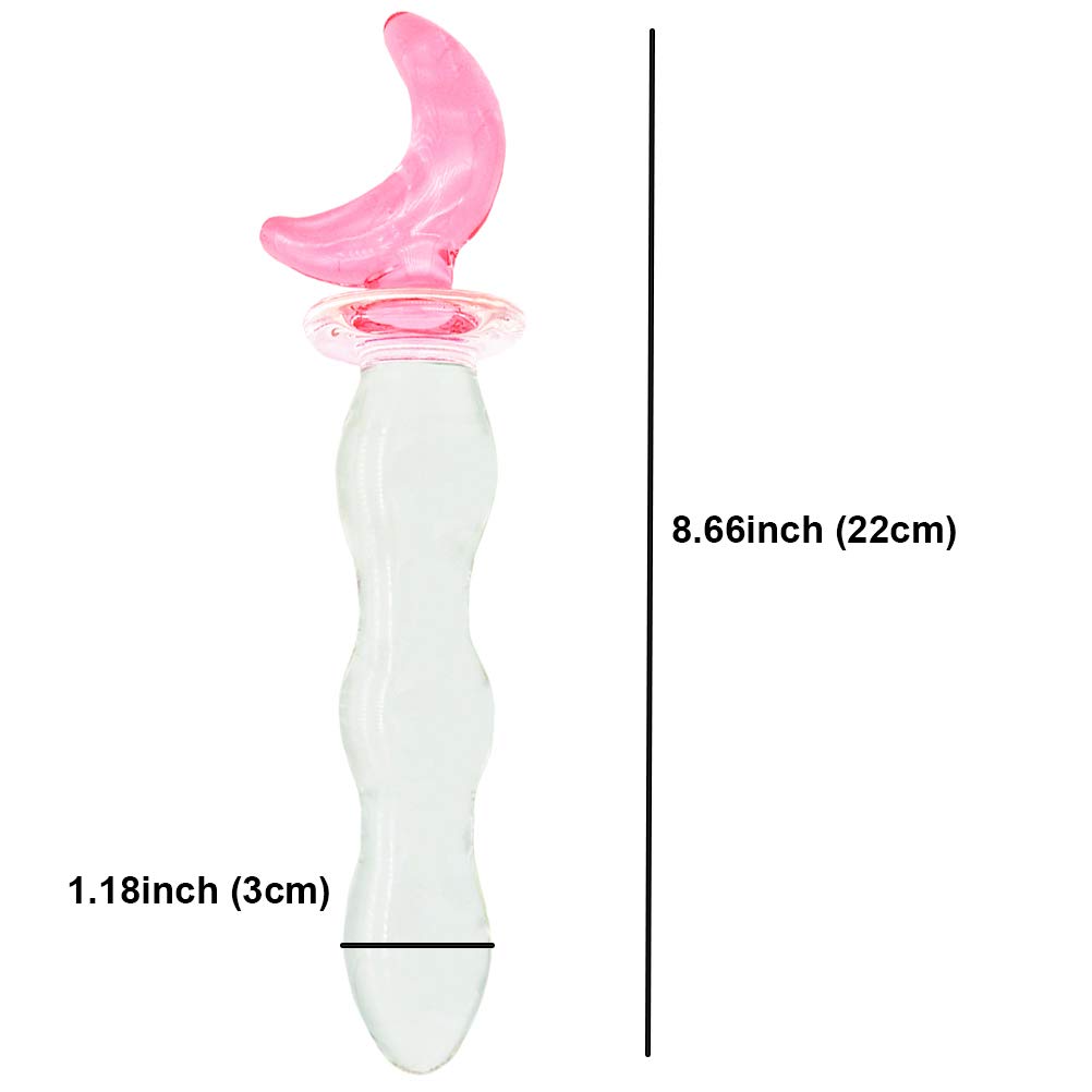 Adult G-spot Dildo Crystal Glass Sex Toys Pleasure Wand (Pink Star): Pink Half-moon