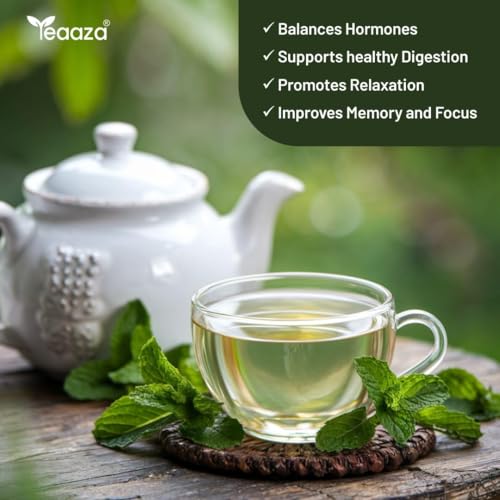 Image of TEAAZA Organic Spearmint Tea Leaves 10Gm Caffeine-Free Herbal Spearmint Tea For PCOS|SUPPORTS HORMONE BALANCE,ACNE,FACIAL HAIR & PCOS RELIEF|Fresh Minty Flavor,100% Natural,Spearmint leaves