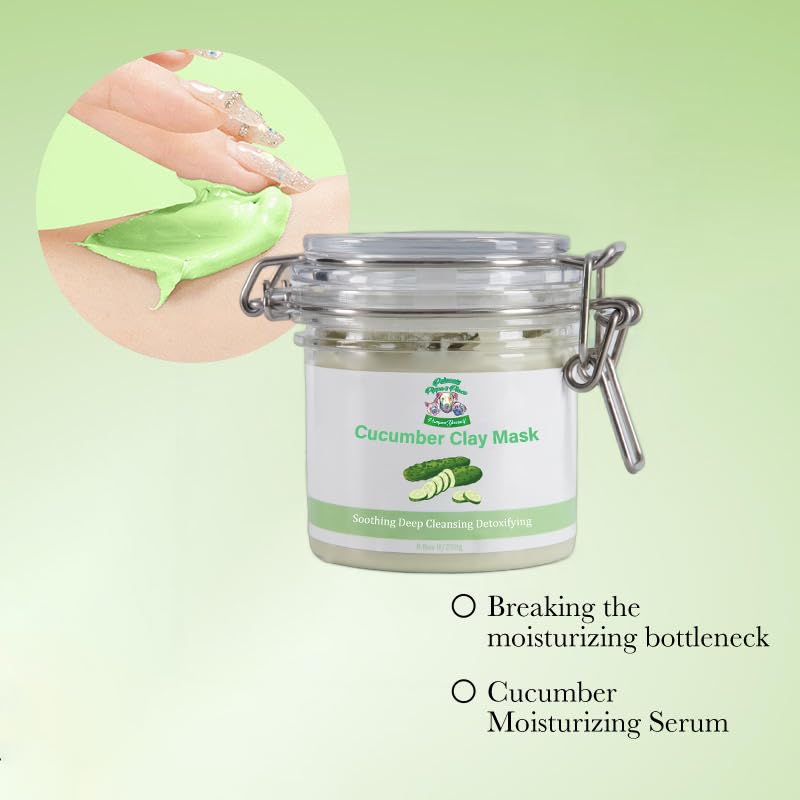 Miniatura 4 de Princess Pippa's Place - Máscara de arcilla de caolín de pepino, máscara hidratante de pepino para reducir los poros de la cara y limpieza profunda,