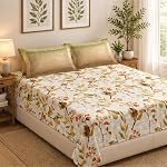 Bombay Dyeing Heritage Essential 100% Cotton Double Bed Flat Bedsheet with 2 Pillow Covers (224 x 254 cm), Brown