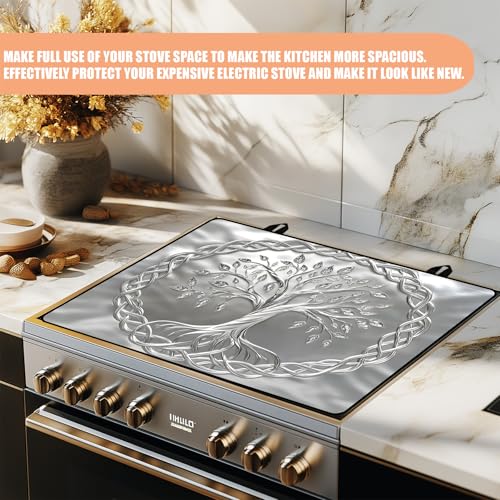 Image of Anti-Slip Electric Stove Top Cover, Foldable Heat-Resistant Glass Stove Top Cover Protector, Multi-Scenario Use Dish Drying Mat 30 inchx21 inch