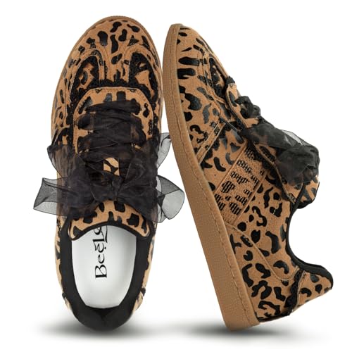 Image of Casual Sneakers for Women Lace Detail Elegant Ribbon Lace-Up Fashion Sneakers with Leather Upper Memory Foam Insole and Trendy Casual Shoes for Women