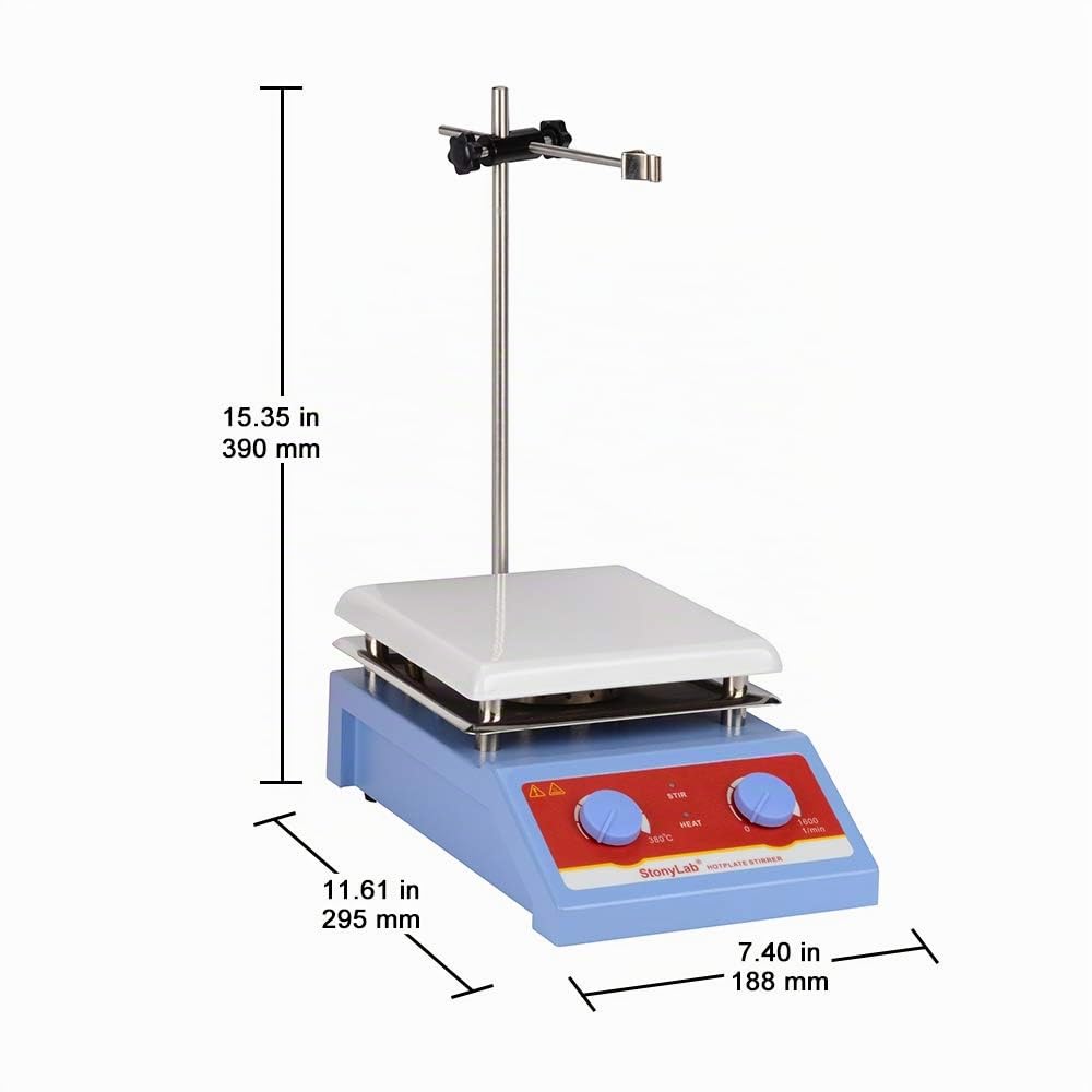 stonylab Magnetrührer Heizplatte, YQ-701016 Magnetic Stirrer 5 L Kapazität 0-1600 U/min Drehzahl Magnetrührer mit 19 x 19 cm Keramik Heizplatte, Max. 380℃ Nennleistung 600W, 220V