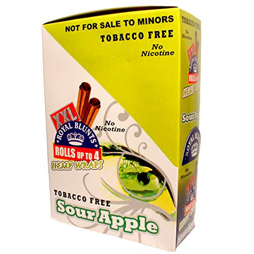 XXL Hemp Wraps Sour Apple 25 Pouches Per Box 2 Wraps Per Pouch Total of 50 Wraps Per Box Free Non Tobacco