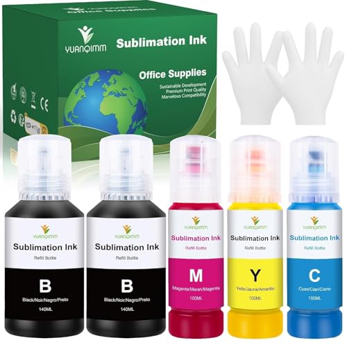 YUANQIMM Sublimación Tinta Multipack Compatible para Epson E102 E104 (5 PK)