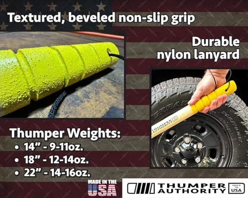 Image of 14 inch Hickory Tire Thumper - Made in USA, Durable Truck Tire Pressure Checker, Fish Bat Knocker, Roadside Tool with Sand Grit Coated Non-Slip Grip in Safety Yellow