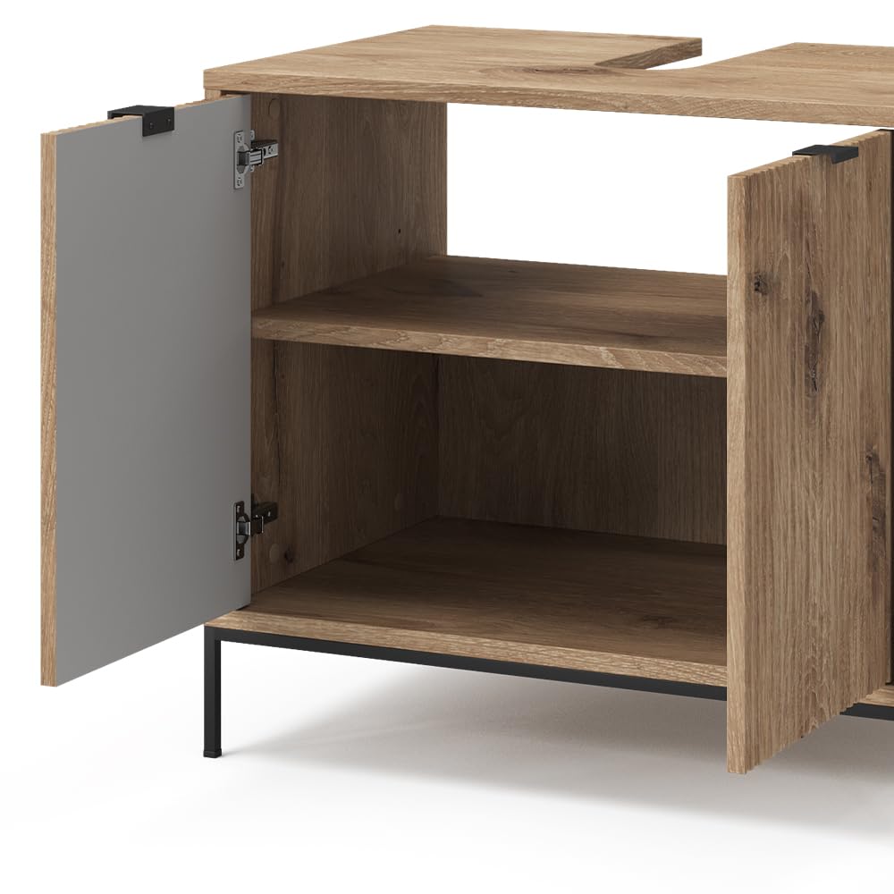 Vicco Waschtischunterschrank Eliza, Viking Oak, 70 x 63 cm mit 2 Türen, zur Aufbewahrung von Badutensilien und Pflegeartikeln