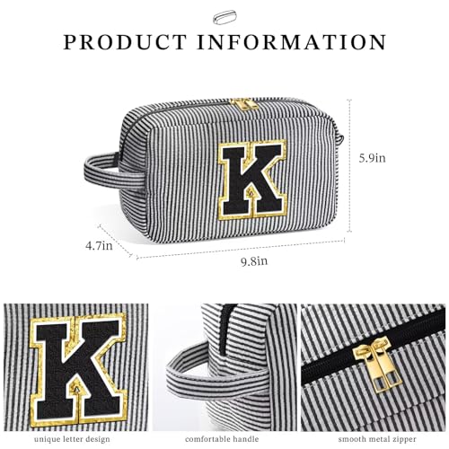 Image of YOOLIFE Personalized Gifts for Mom - Initial Makeup Bag Cosmetic Bag Toiletry Pouch, Personalized Birthday Gifts for Mom Grandmother Stepmother, Mother In Law Gifts, Mothers Day Gifts, Black N