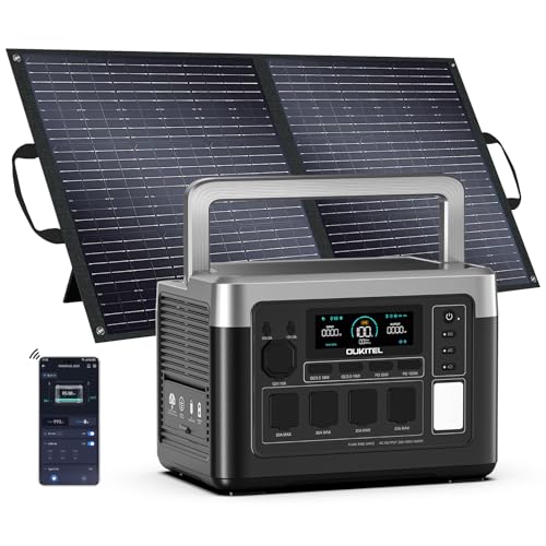 OUKITEL P1000 Plus Generador Solar con 100W Panel Solar, 1024Wh Estación de Energía Portátil, 4 Tomas de CA 1800W, 25% Más Pequeño, Ideal para Camping, emergencias, Energía de Respaldo