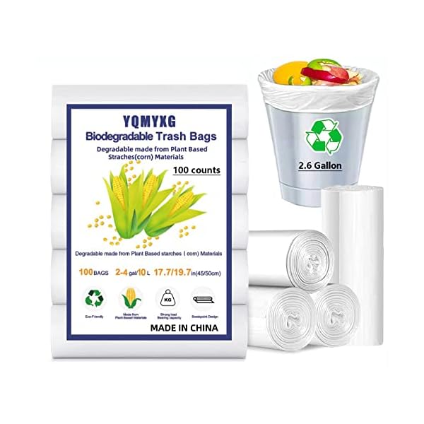 100 Counts Small Trash Bags, 2.6 Gallon Small Garbage Bags with Tear