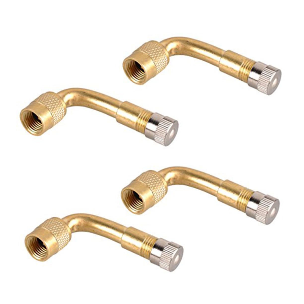 Hemobllo 4Pcs Angled Motorcycle Extension Adapter Stem Valve Extender for Cars and Bikes Durable Construction Easy Inflation and Deflation Yellow