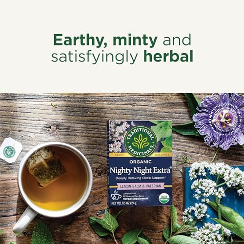 Image of Traditional Medicinals Tea, Organic Nighty Night Extra, Promotes a Good Night's Sleep, 16 Tea Bags (Pack of 2)