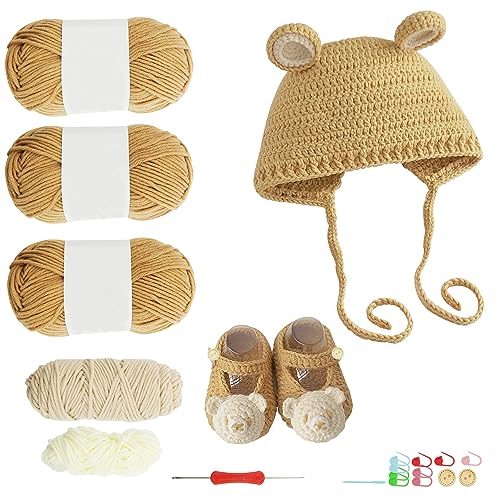 momgyaamz Kit de Crochet pour Débutants, Mignon Bonnet d'ours et ...