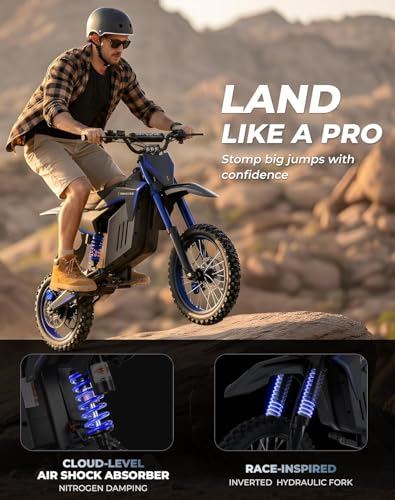 Image of Skeri Electric Dirt Bike for Adults & Teens, 14 inch /12 inch Fat Tire 3200W Motor 32MPH Off-Road EBike, 48V 21Ah Battery Hydraulic Disc Brakes Dual Suspension IPX5 Waterproof, Fit for Age 13+