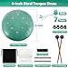 Sannofair Rain Drum for Outside, Steel Tongue Drum 8 Notes 6 Inches Chakra Tank Drum, for Yoga Musical Education,with Drumsticks Drumstick Stand Tutorial Book Note Stickers Finger Cots(Malachite)