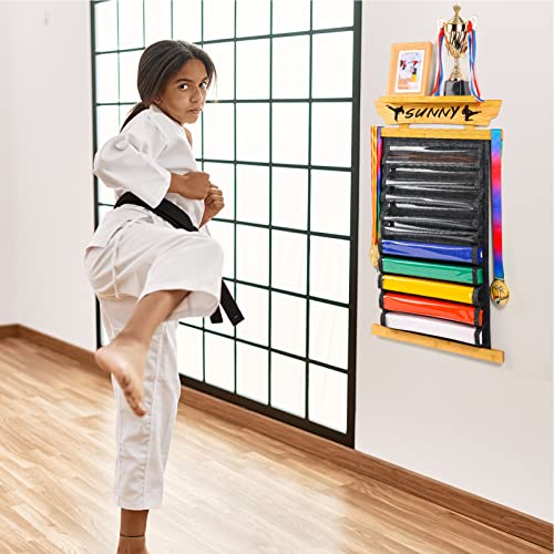 Tilhumt 10 Belt Felt Karate Belt Display Rack With Photo Shelf, Martial Arts Belt Display Rack With Stickers, Taekwondo Belt Display For Kids And Adults Gifts #TOP5