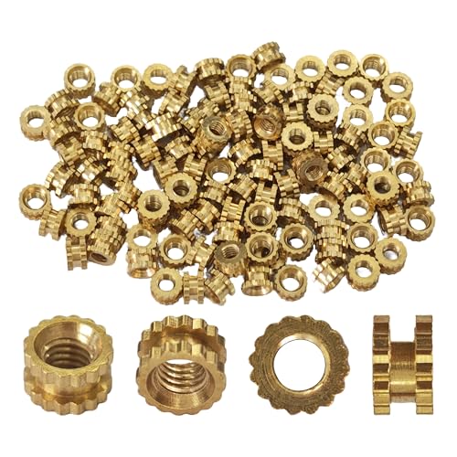 Runseaway 120Pcs 3D Printing Brass Nuts, M3 x 3mm H x 5mm Brass Knurled Insert Nuts, Female Threaded Embedment Nuts for Printing 3D Printer Automotive Plastic Shell