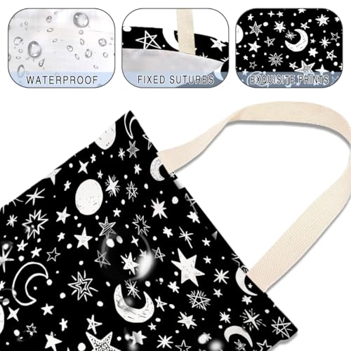 Image of IRADA Car Trash Bag Hanging No Snap Small Garbage Bag for Car Back Seat Cute Printed One-Handed Strap Trash Bags Car Accessories-Moon and Star Black Car Trash Bags