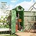 Outsunny Gartenschrank Holz Geräteschuppen mit 3 abnehmbar Ablage abschließbar Tür Asphalt-Satteldach Fenster, 77 x 54,2 x 179 cm erhöhter Geräteschrank Gerätehaus für Garten Terrasse Grün