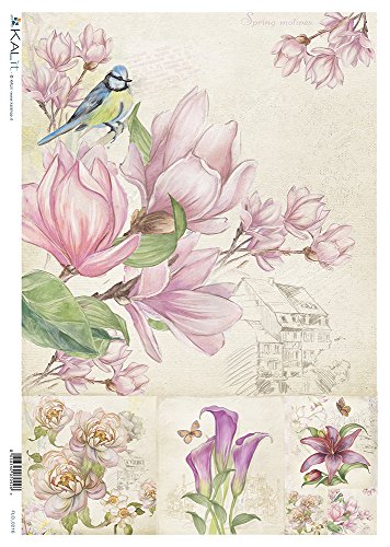 Carta di riso per decoupage - Fiori Peonie Gigli