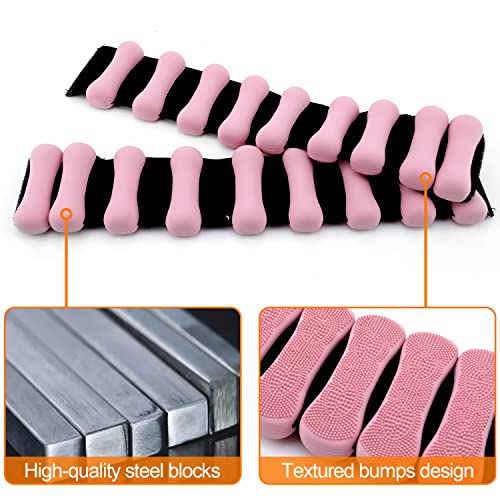 Biupky Adjustable Ankle Weights for Women Men Kids, 1 Pair 2 lb Wrist Weights Sets for Women, Strength Training Wearable Leg Weights for Yoga, Gym, Dance, Walking, Workout (Pink) - Thumbnail 2