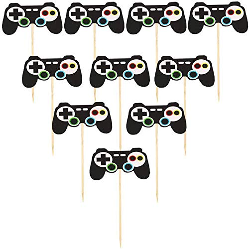 Xinqin Cake Topper Gamepads, 24 Stück Video Game Controller Tortendeko Geburstagstorte Deko, Kuchendeckel, Kuchen Dekoration, Cupcake Topper für Kindergeburtstag Spiel Thema Party Dekoration Cover