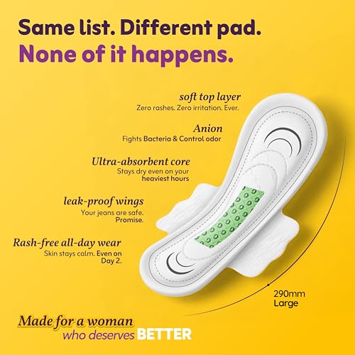 Image of Femi9 Large Ultra Soft Organic Cotton Sanitary Pads for Women| Ultra soft Top Sheet |Odor-Free| Toxic chemicals & Artificial Fragrance Free | Safe & Comfortable Period Pads | Itching and Rashes Free Periods - Large Pads(290mm) - 9 Pieces /Pack