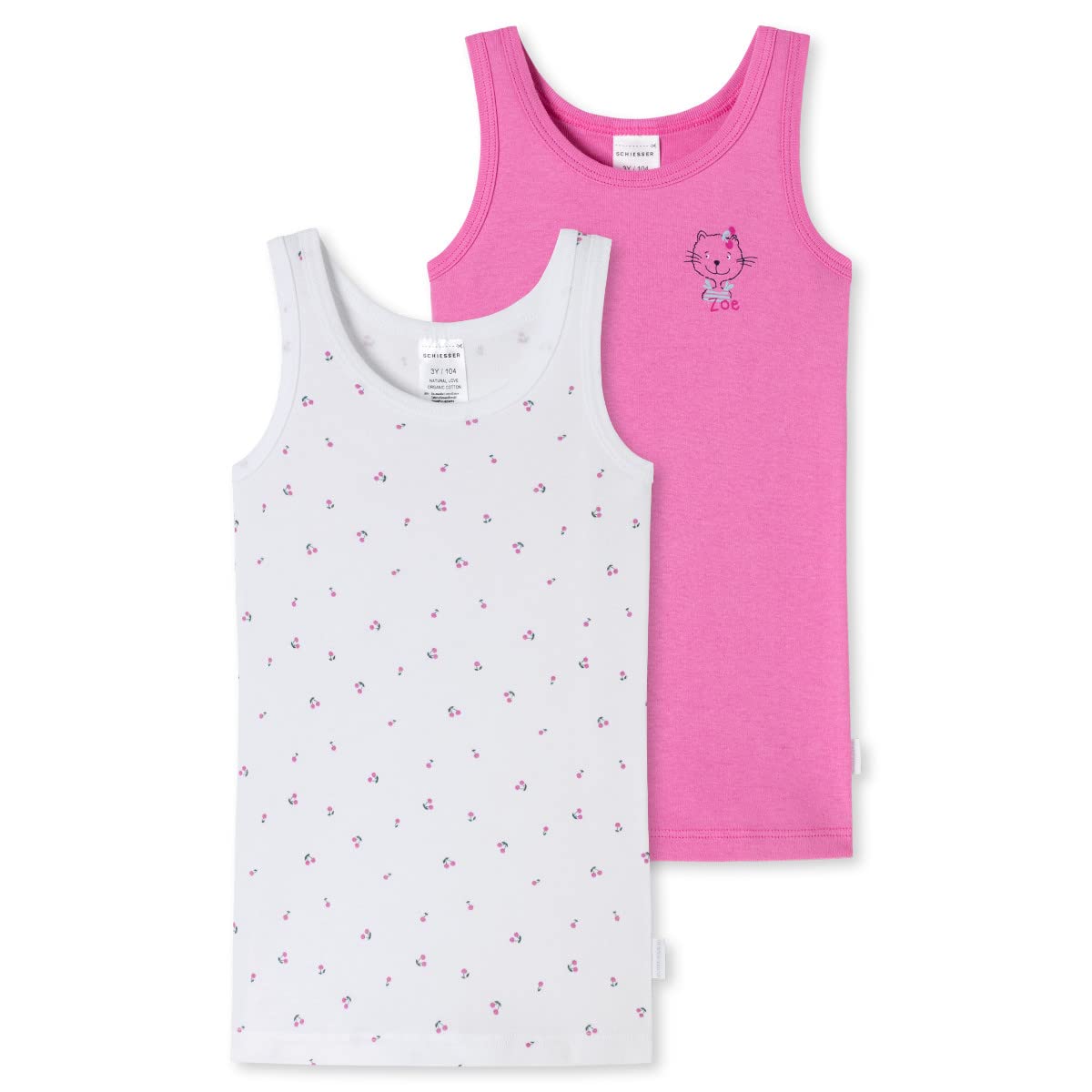 Schiesser Mädchen - Kids Unterhemd 0/0 ohne Arm 2er Pack Doppelpack - 176708