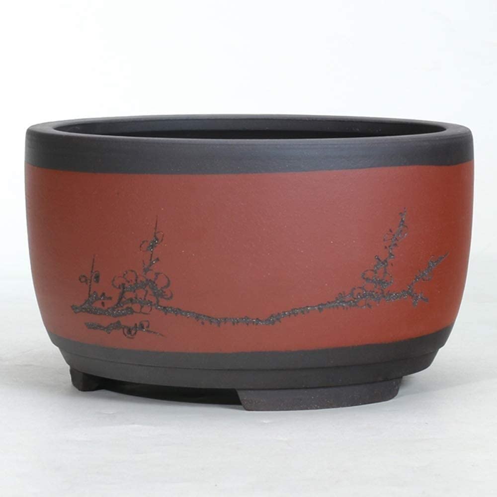 SWENEEN Large Chinese Style Planter Pots-Ceramic Indoor Outdoor Garden Pot With Drainage For Plant Flower,Hand-Printed Succulents Containers With Drainage Hole,Red-17cm