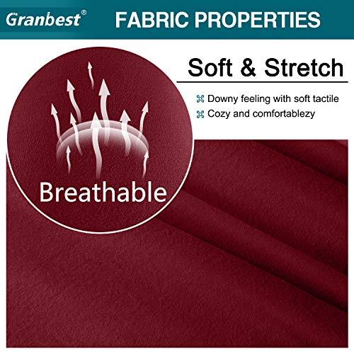 Granbest 4 Piece Microfiber Stretch Couch Cover Super Soft Sofa Cover For 3 Cushion Couch Non Slip Sofa Slip Cover Furniture Protector With Individual Seat Covers Washable(Large, Wine Red) #TOP3