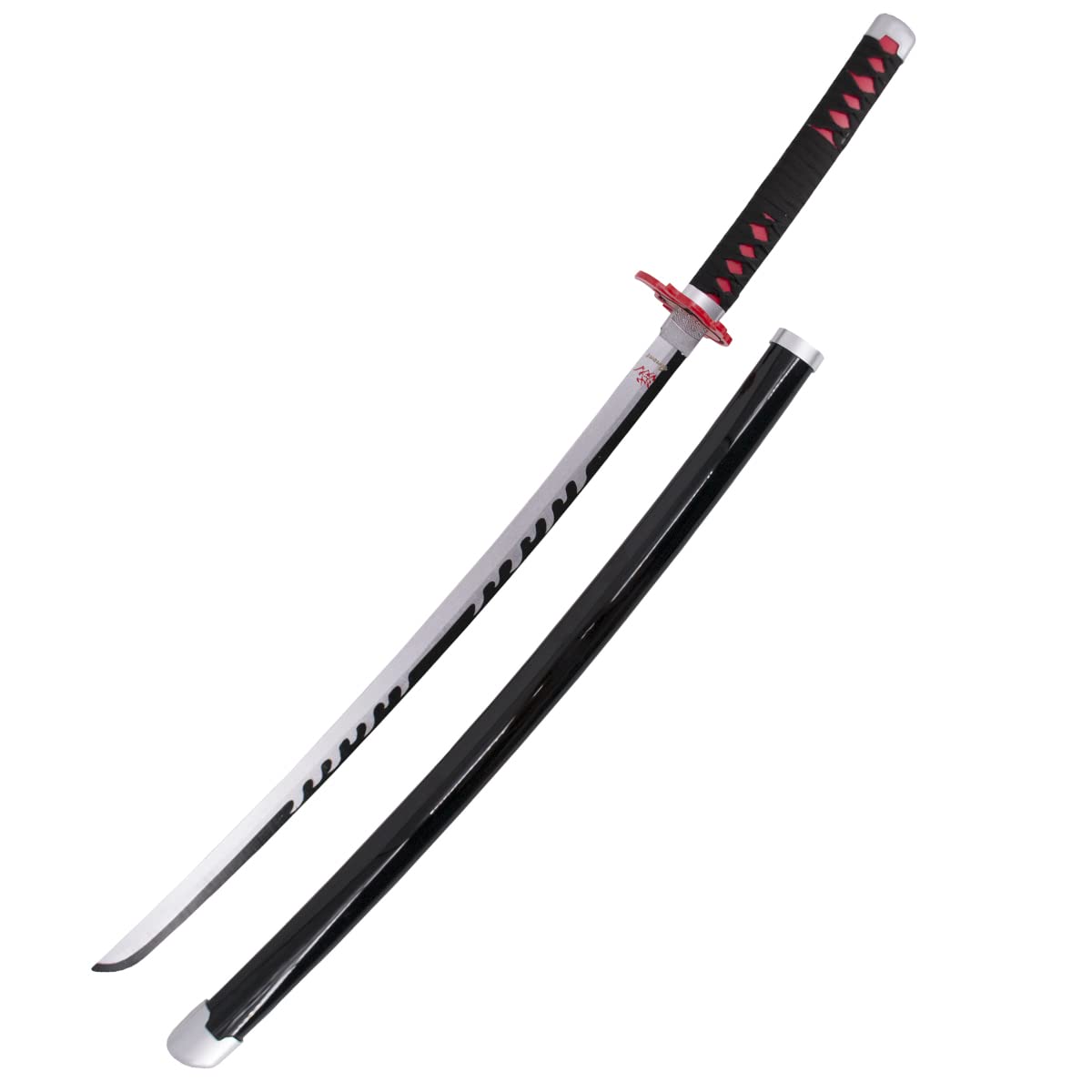 Demon Slayer Bamboo Katana Kamado Tanjirou — Bamboo Blade, Black Wrapping, Flame Tsuba