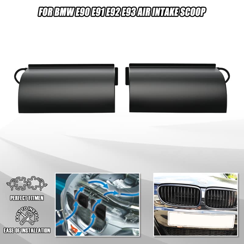 BILLFARO Cold Air Intake Scoop - 2Pcs Black Ram Air Kit For BMW 3-Series E90/E91/E92/E93 (316i-335i, 316d-335d, M3)