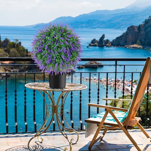 Pozoy ARTIFICIAL BALL TOPIARY BUSHES Set Of 2 Pack Artificial Lavender Topiary Ball Trees 21.6'' thumb #1
