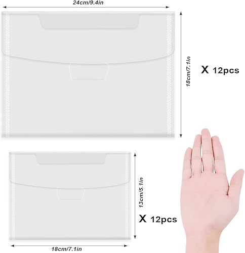 Miniatura 2 de 24 bolsas de almacenamiento transparentes para sellos y troquelados, 5 x 7 pulgadas, 7 x 9.4 pulgadas, sello de plástico resellable, álbum de