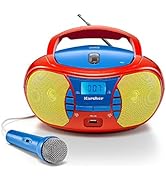 Karcher RR 5026 tragbares CD Radio - bunte Kinder-Boombox mit CD-Player, UKW Radio, USB & Mikrofo...