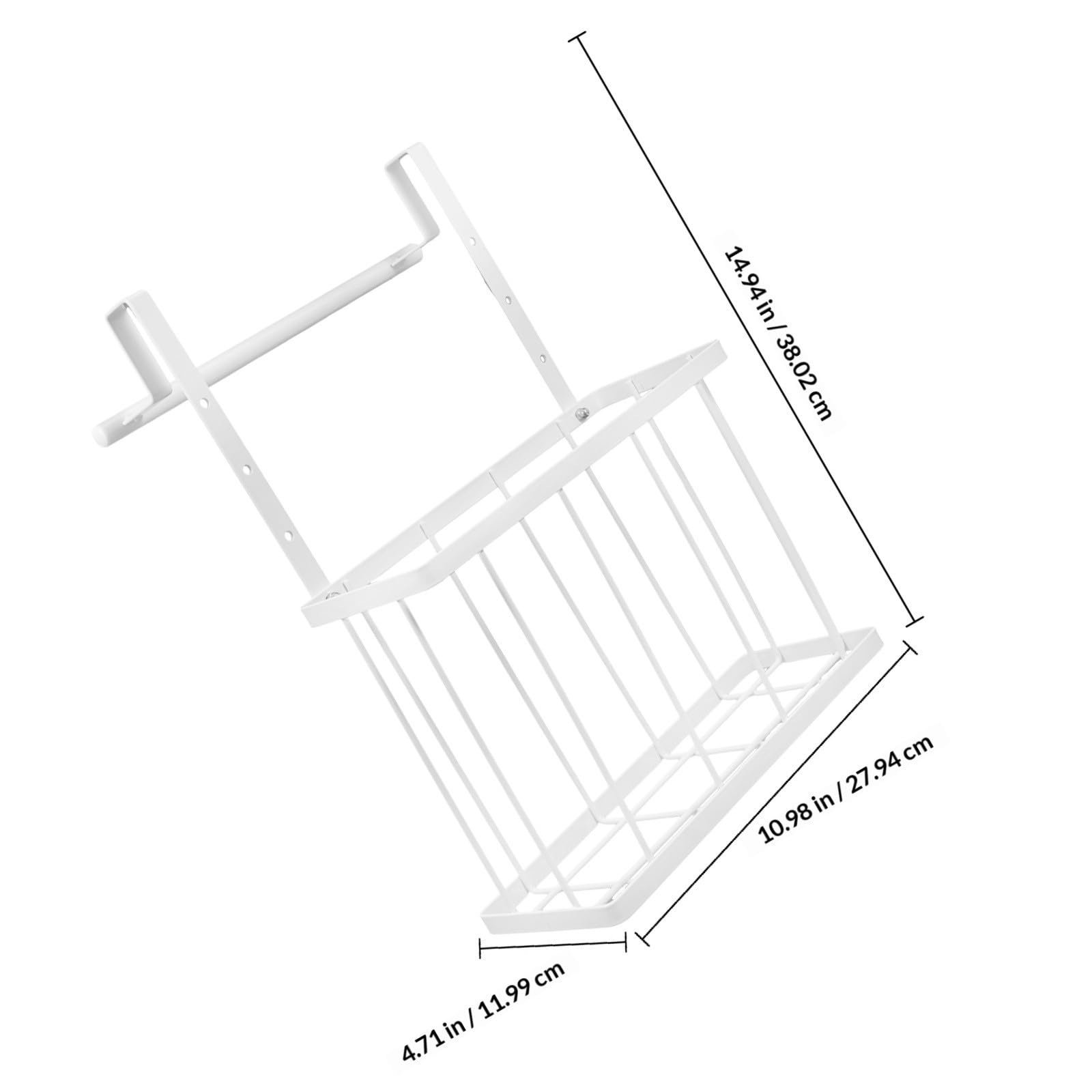 Hängekorb Multifunktionaler Aufbewahrungskorb aus Edelstahl für Schranktür mit Handtuchhalter Platzsparender Küchen und Badezimmer Organizer Weiß für Spüle und Schneidebrett