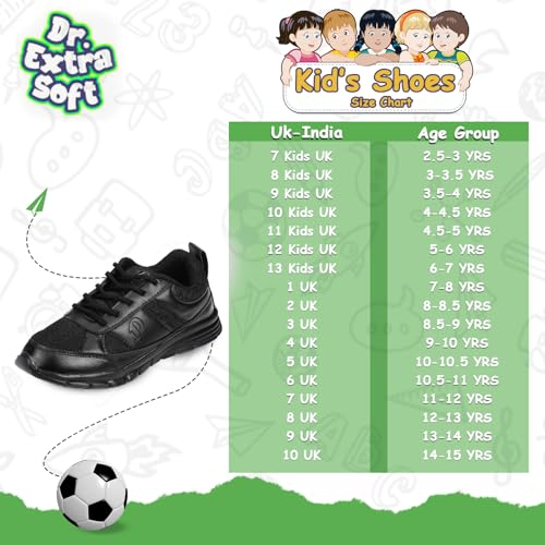 Image of DOCTOR EXTRA SOFT Lightweight EVA Unisex-Child /Kids /Adults Black & White School Uniform Shoe with Memory Foam Cushion & Laces| Sports,Formal,Casual,Running|Comfortable | Durable & Anti-Skid D-3006