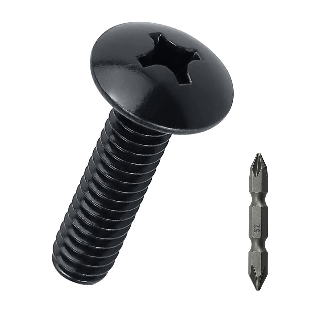 #10-24 x 3/4" Stainless Truss Head Machine Screws 100 Pcs, 18-8 (304) Stainless Steel Phillips Drive Truss Head, Full Thread, Black Coated, Fayeploo (