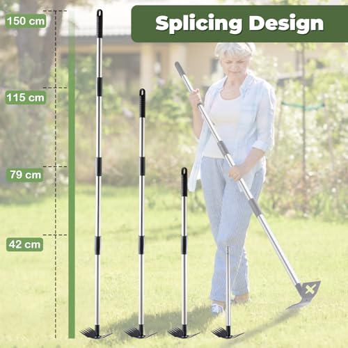 LAWFYMORI Weed Puller Tool with Long Handle, 150cm Weed Remover Gardening Tools, 2 in 1 Manual Weed Rake and Garden Hoe, Heavy Duty Weeding Pull for Yard, Lawn, Patio, Garden 5 LAWFYMORI Weed Puller Tool with Long Handle, 150cm Weed Remover Gardening Tools, 2 in 1 Manual Weed Rake and Garden Hoe, Heavy Duty Weeding Pull for Yard, Lawn, Patio, Garden - Image 5