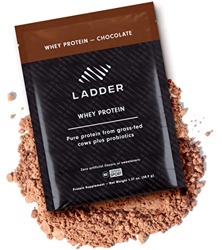 LADDER Sport Whey Protein Powder - 26g Protein, 7g BCAAs, 14g EAAs, 2 Billion CFU Probiotics, No Artificial Sweeteners, 15 On-The-Go Packets, NSF Certified for Sport… (Chocolate)…